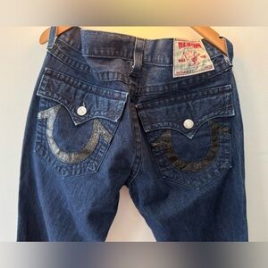 True Religion Ricky Dark Denim Blue Jeans Y2K Vintage size 34 men’s Made in USA